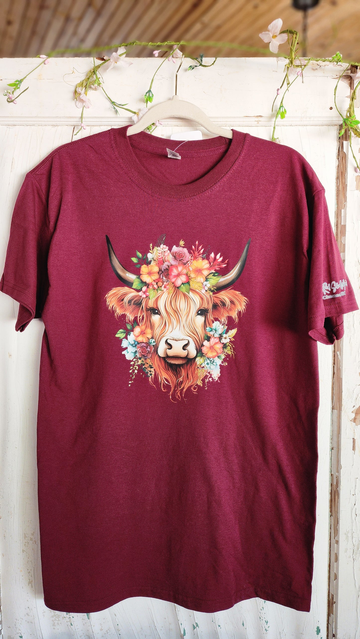 Flowers In Her Hair Highland Cow Graphic Tee