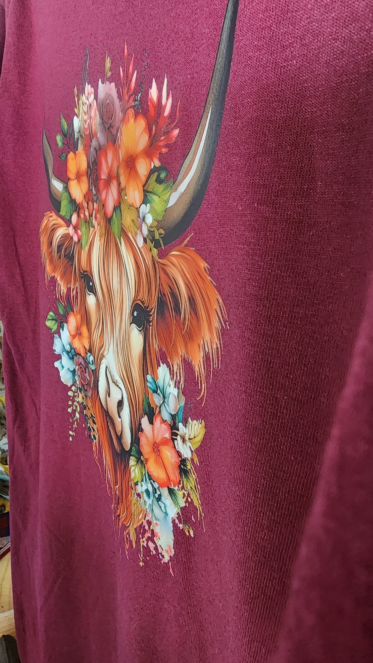 Flowers In Her Hair Highland Cow Graphic Tee