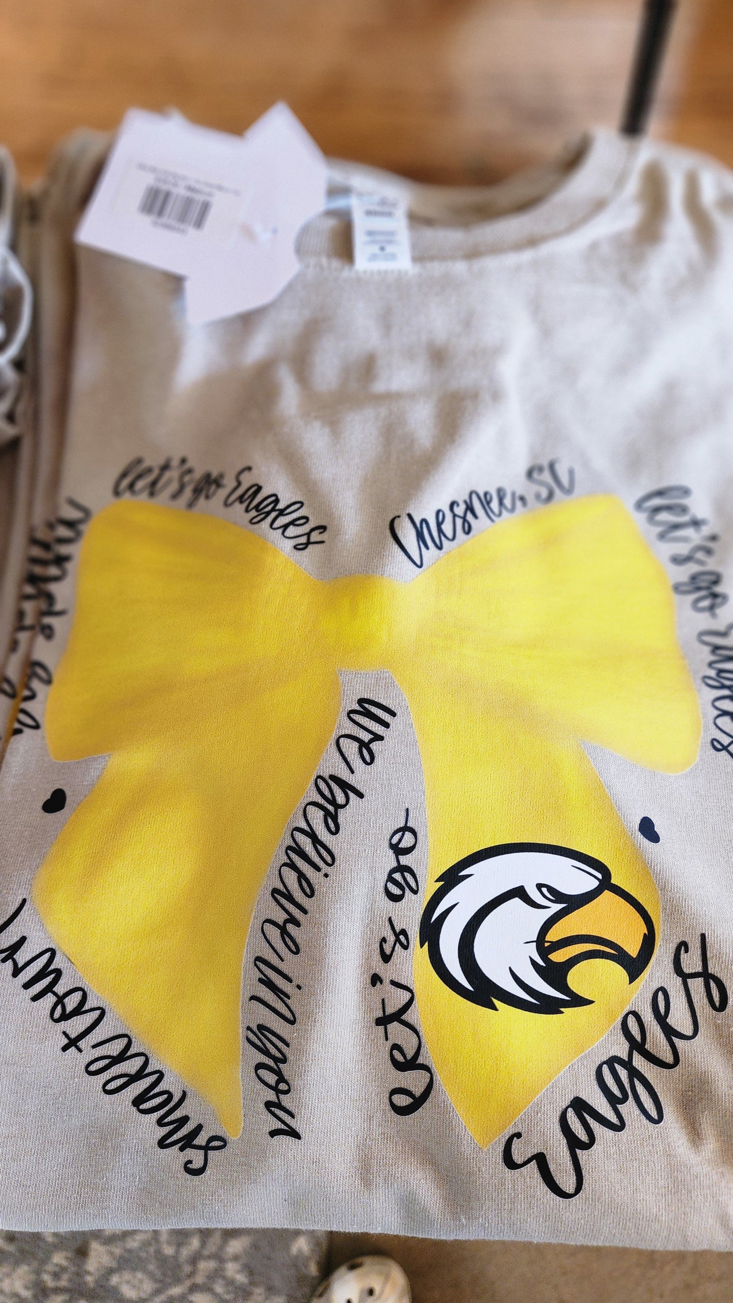 Yellow Bow With Big Spirit - Tan Short Sleeve Tee