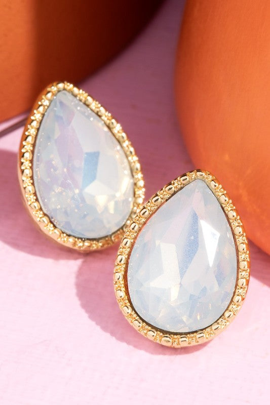 Glass Teardrop Stud Earrings