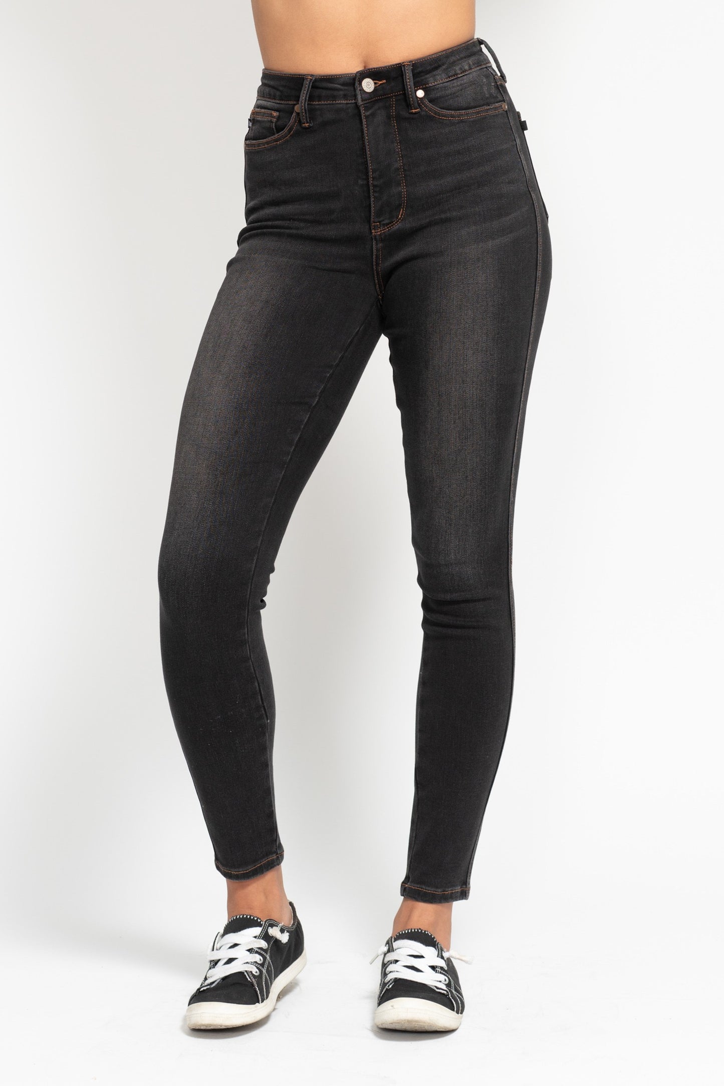 Tummy Control Black Wash & Contrast Thread Judy Blue Jeans