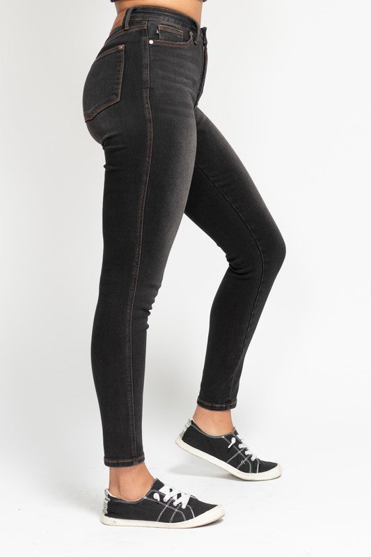 Tummy Control Black Wash & Contrast Thread Judy Blue Jeans