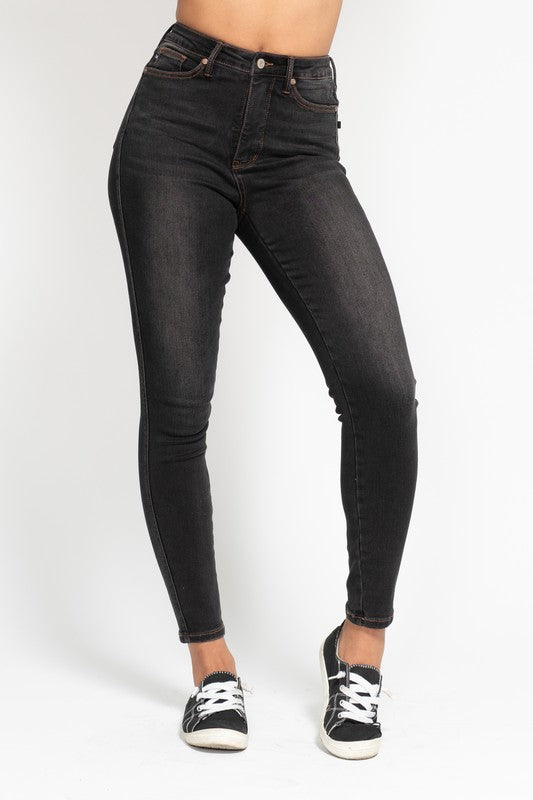 Tummy Control Black Wash & Contrast Thread Judy Blue Jeans