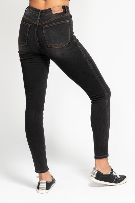 Tummy Control Black Wash & Contrast Thread Judy Blue Jeans