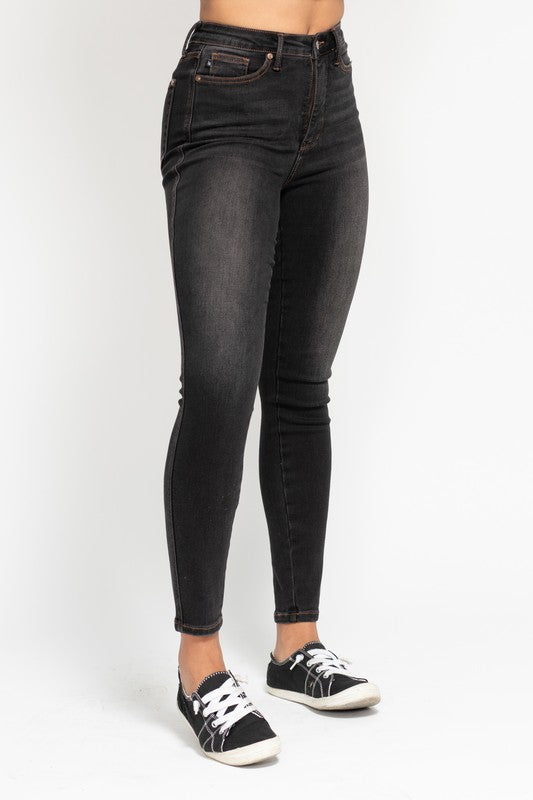 Tummy Control Black Wash & Contrast Thread Judy Blue Jeans