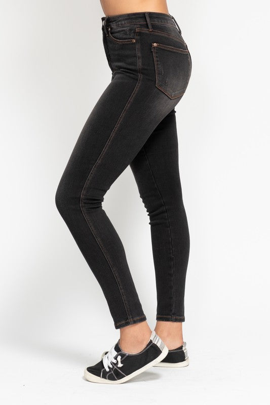 Tummy Control Black Wash & Contrast Thread Judy Blue Jeans