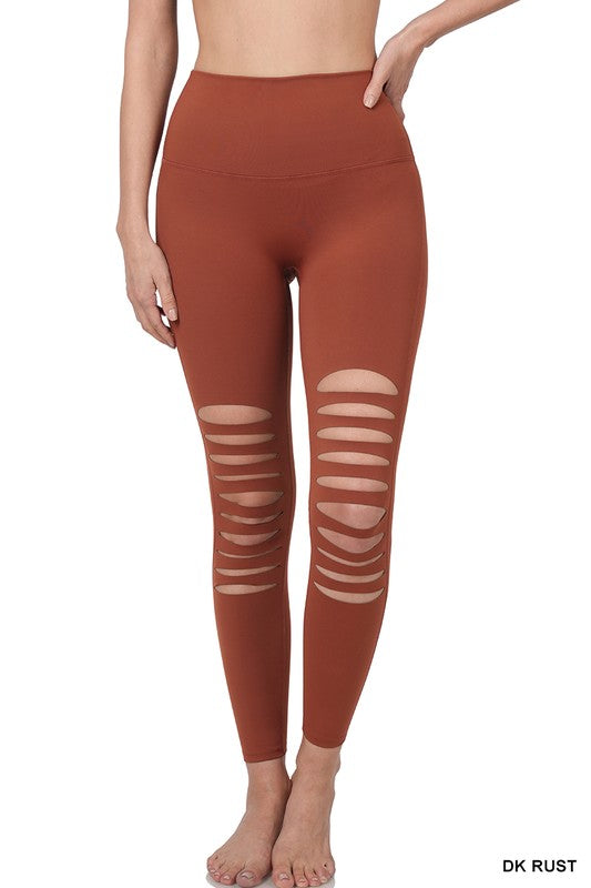 Rust Leggings With Slits