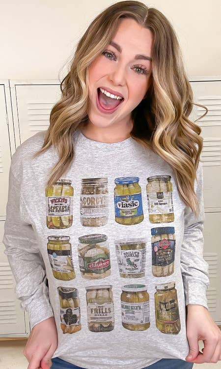 Pickle Obsessed Graphic Long Sleeve T-Shirt
