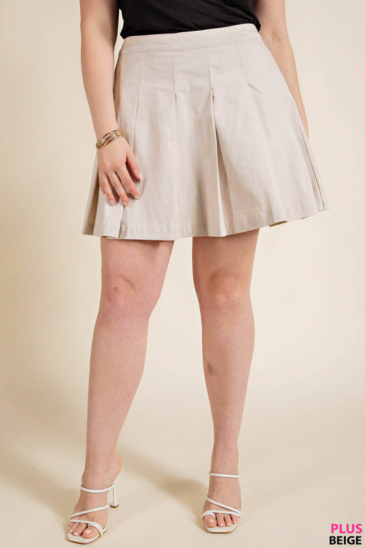 Plus Size High Waist Pleated Tennis Skirt