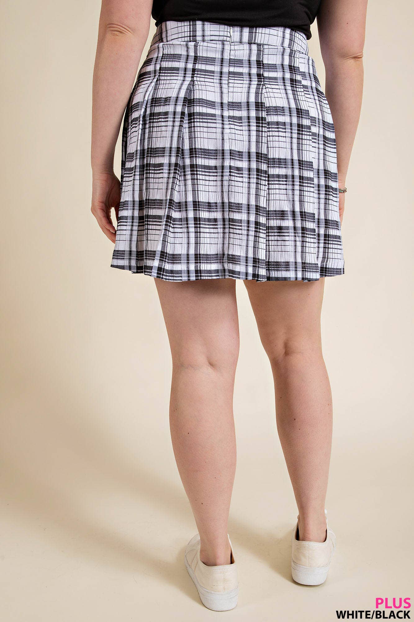 Plus Size High Waist Pleated Tennis Skirt