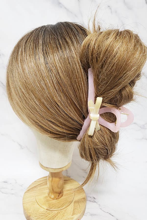 Glossy Ribbon Accent Hair Claw Clip