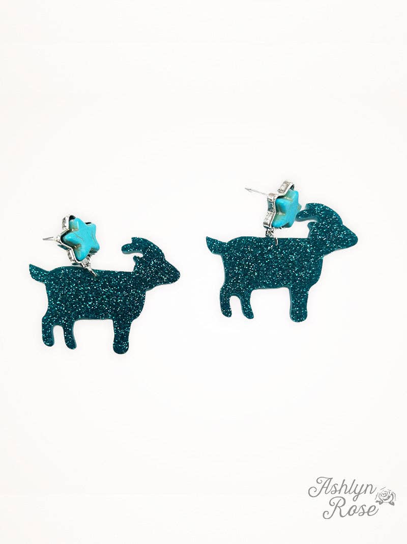 Acrylic Goats Drop Earrings in Turquoise