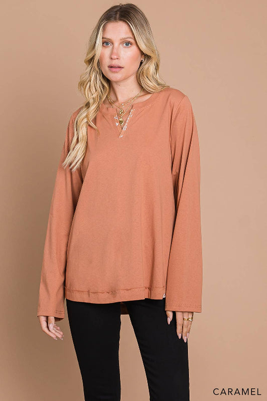 Washed Cotton Knit Top for Women