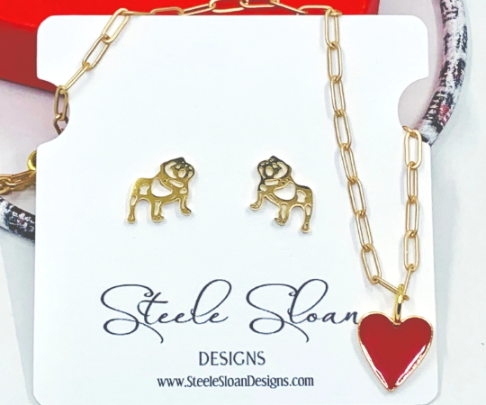 Adorable Bulldog Earrings- Gold Stainless Steel Bulldogs