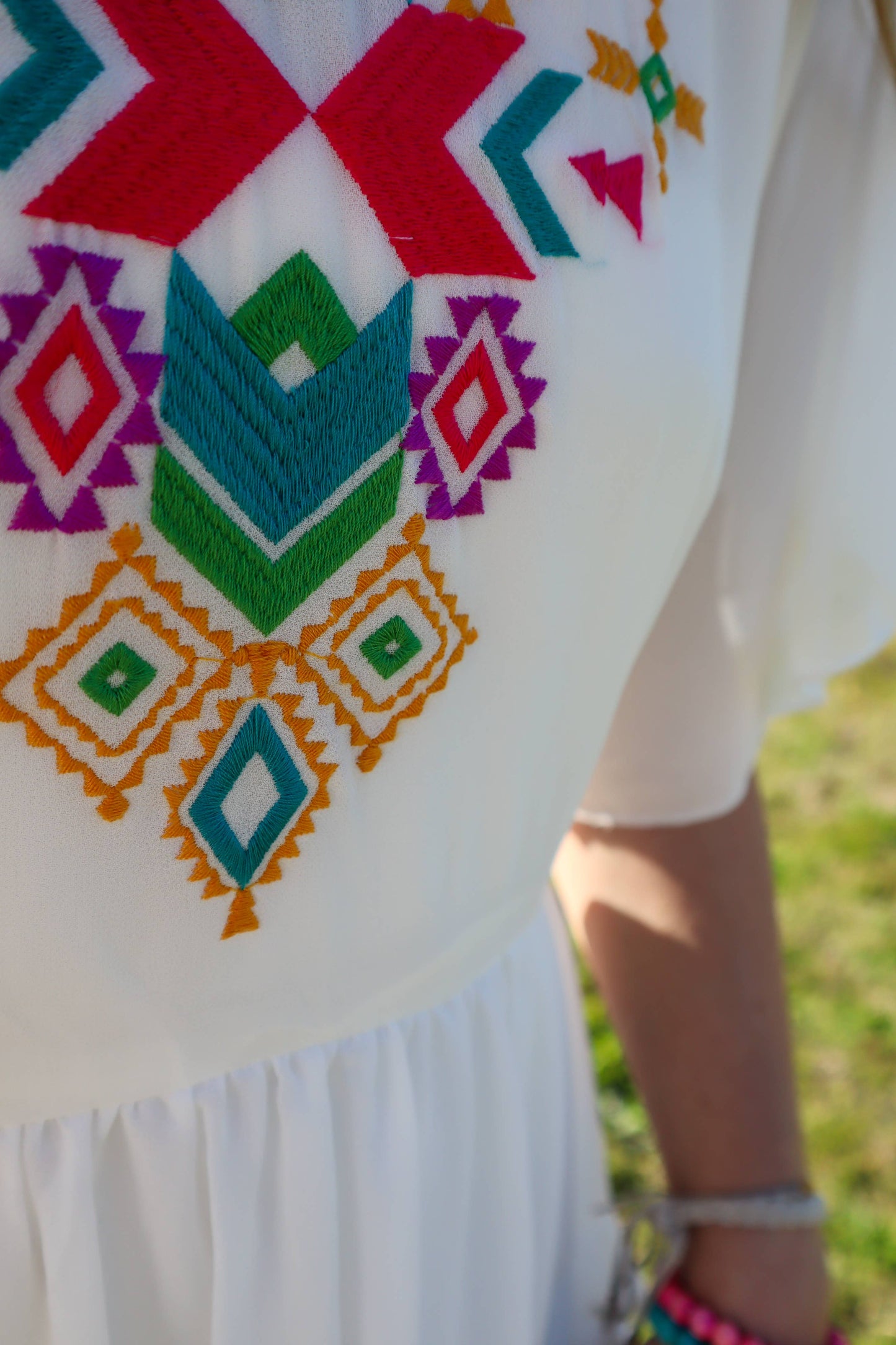 Embroidered Chiffon Midi Dress