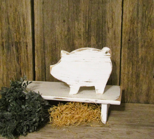 Wood Pig Shelf Sitter