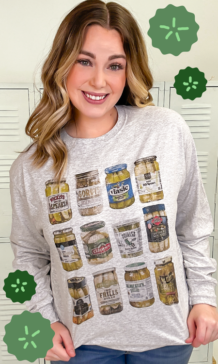 Pickle Obsessed Graphic Long Sleeve T-Shirt