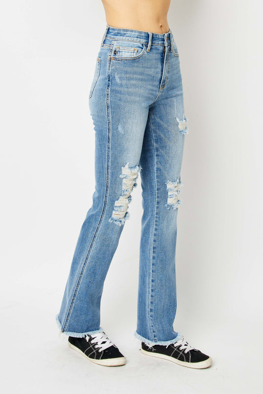 Judy Blue High Waisted Destroy Fray Hem Bootcut