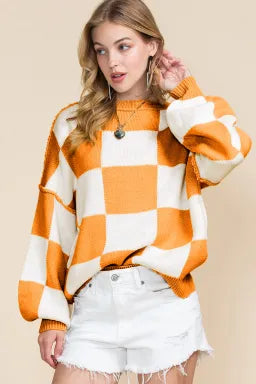 Orange Checkered Sweater