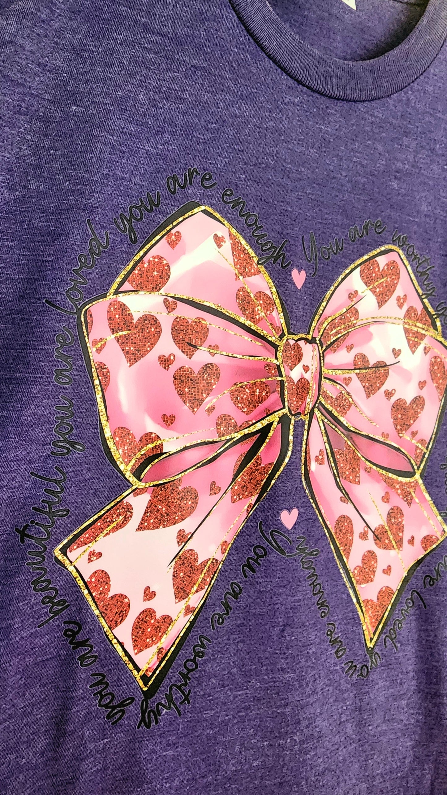 Lovely Purple Tee With Valentine Bow