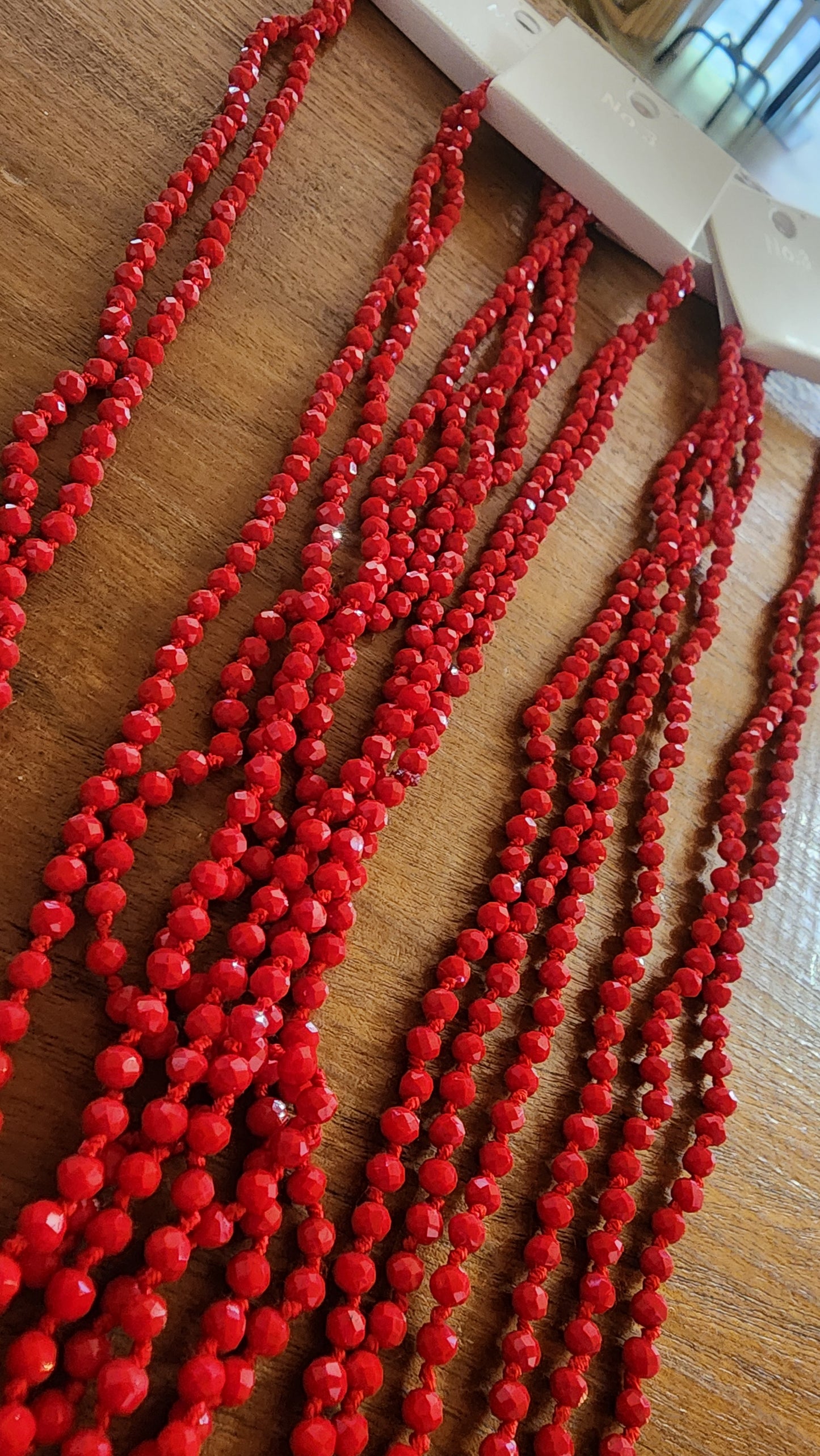 Red Beaded Long Necklace