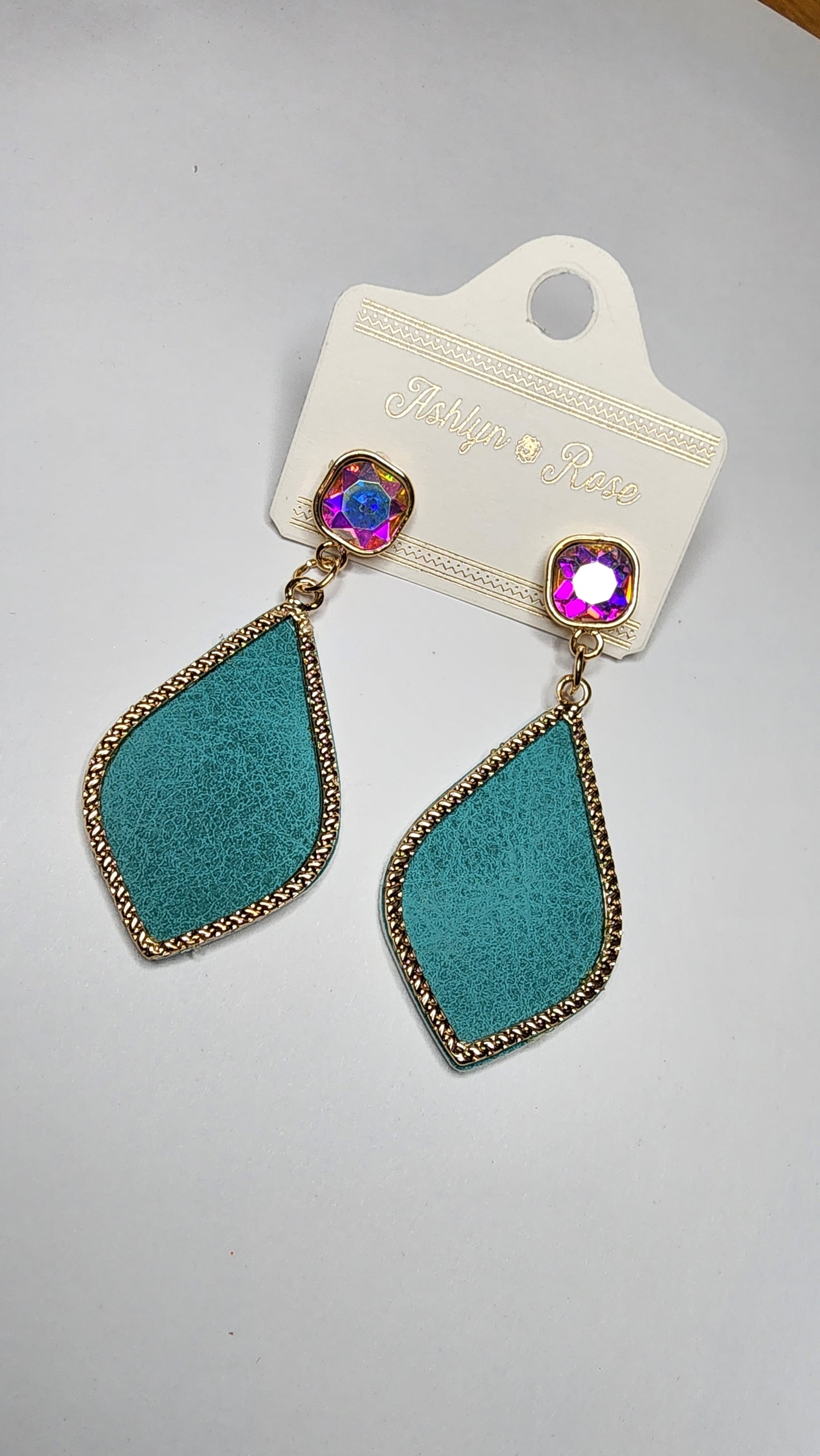 Too Strong to be Dainty Teardrop Earrings with Gold Casing, Turquoise