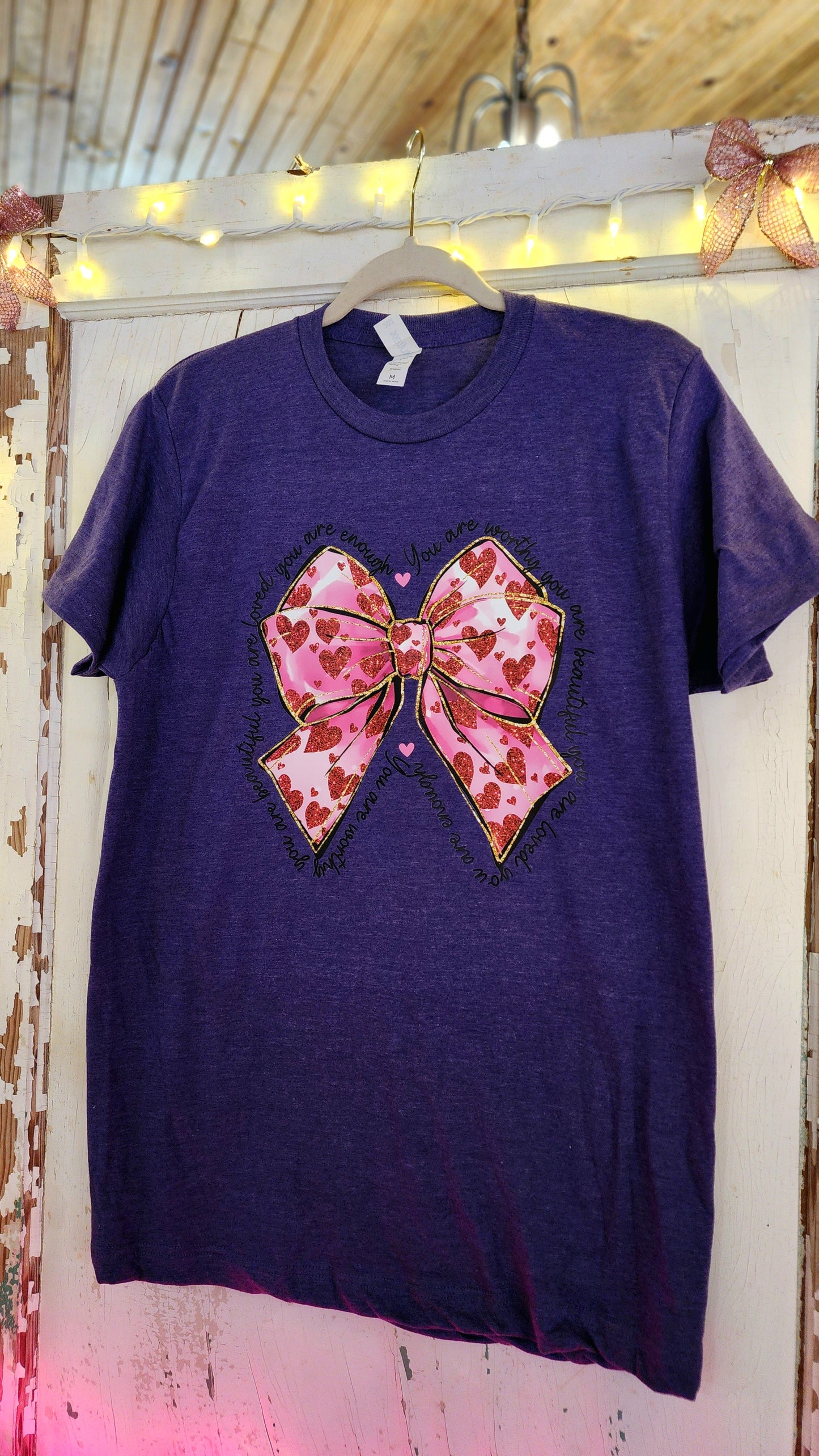 Lovely Purple Tee With Valentine Bow