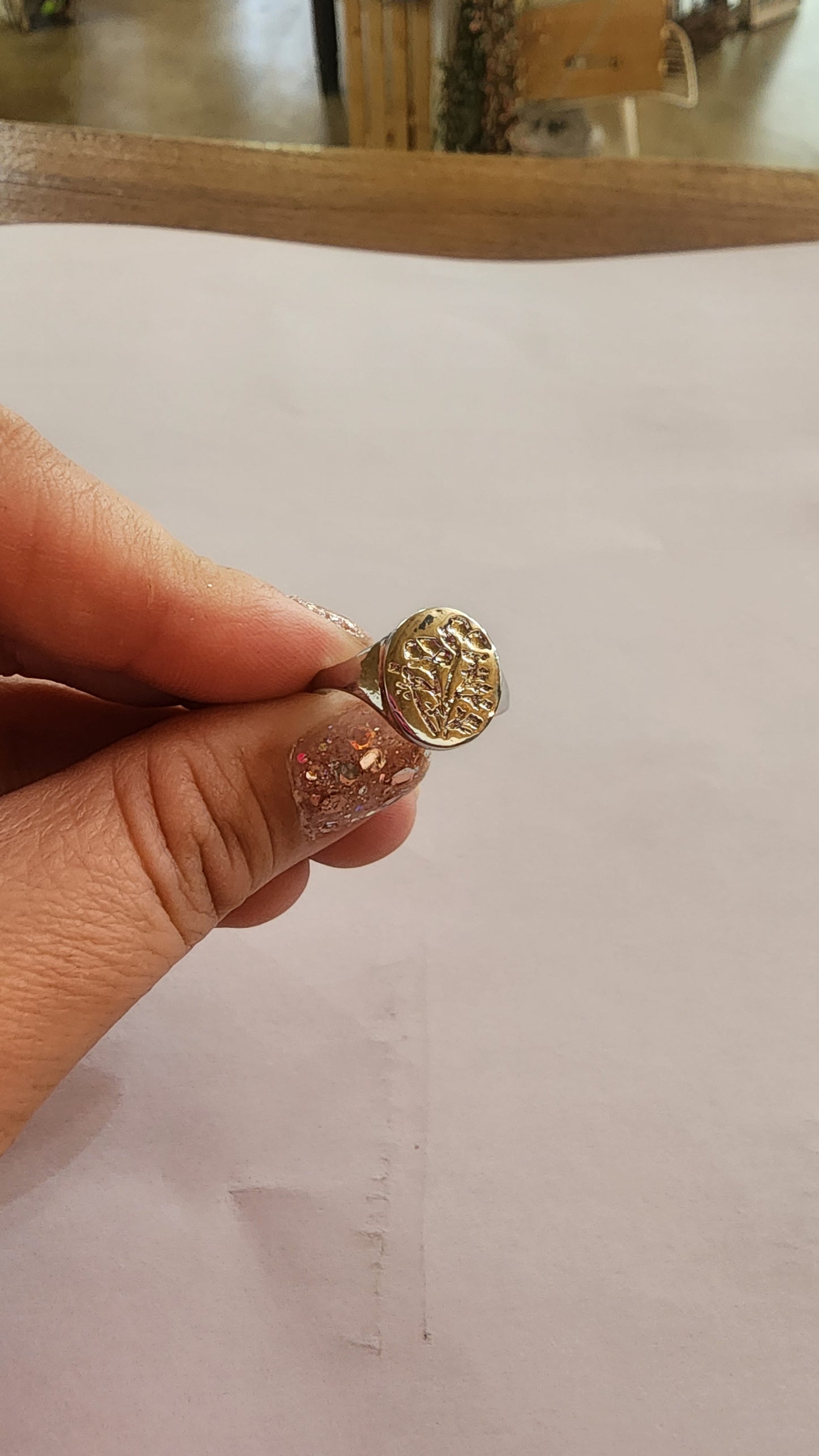 Flower Imprinted Ring Size 7