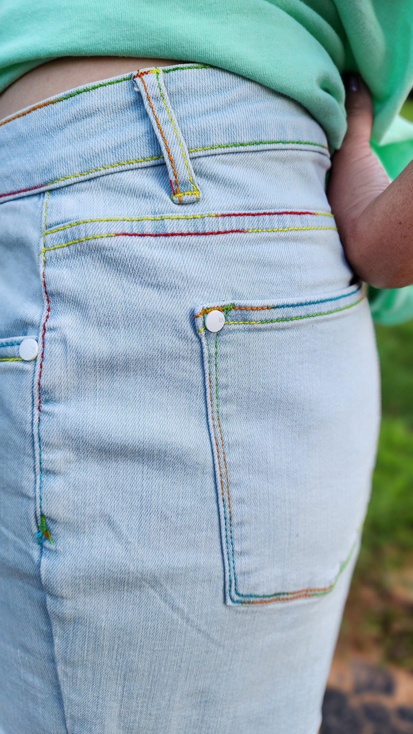 Judy Blue Shorts Rainbow Seam