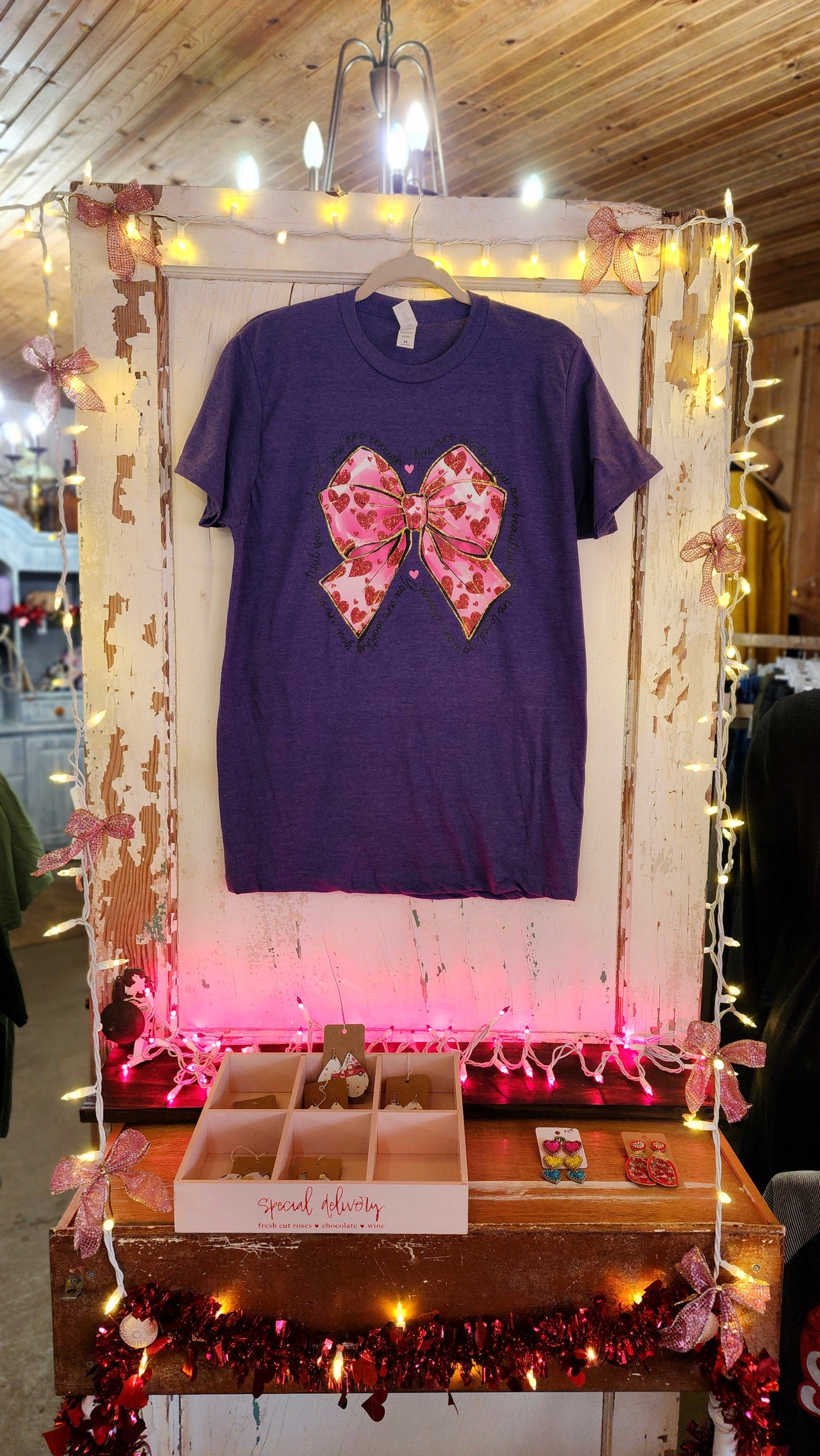 Lovely Purple Tee With Valentine Bow