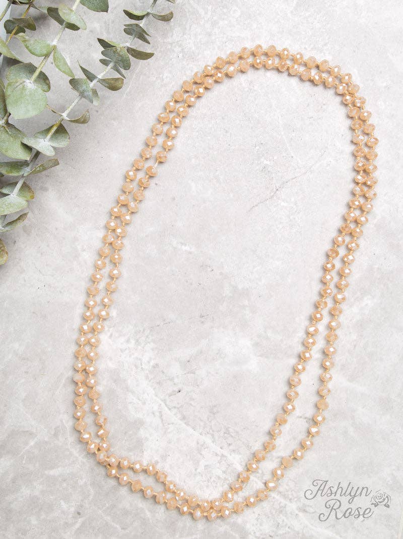 Rockin' C 90" Double Wrap Beaded Necklace, Champagne 8MM