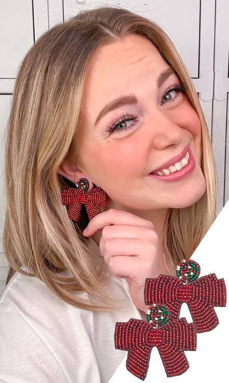 Red Bow Earring